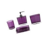 IOIUSKKU Kit de bain élégant, flacon de lotion, porte-brosse à dents, porte-savon, pour intérieur moderne et 1 boîte à savon. Dortoir, hôtel, Violet