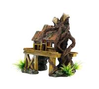 IOIUSKKU Maison-Grotte décorative pour Aquarium à Poissons Combattants, abri pour Reptiles artificiels, décoration d'aquarium en résine, château décoratif, Aquarium à Poissons artificiels