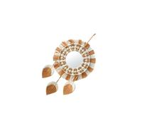 IOIUSKKU Miroir de maquillage rond suspendu de Style rétro, avec tapisserie en macramé, pour toilettes, commode, chambre à coucher, décoration artisanale