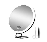 IOIUSKKU Miroir grossissant de voyage avec grossissement 30x pour les besoins de beauté en voyage, miroir grossissant avec miroir grossissant léger, NOIR