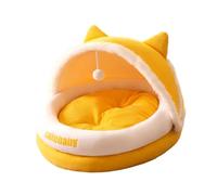 IOIUSKKU Nid Douillet et Confortable pour Chiots et Chatons, offrant Un Espace Semi-Clos pour Plus de Confort et de sécurité. Maisonnette-Niche pour Chats d'intérieur avec Coussin rembourré.