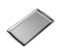 IOIUSKKU Plateau de service haut de gamme pour buffet, dîner et repas. Assiette rectangulaire en acier inoxydable avec poignées. Organisateur nourriture pour barbecue, Argent, 36 x 20 cm