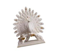 IOIUSKKU Sculpture en résine Objets de Collection Cadeau Œuvre d'art Figurine Animale Ornement Décoratif Salle de Mariage Statue Paon Salles Mariage, Blanc, 34.5 x 11 x 29.5 cm