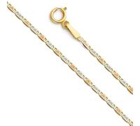 ioka Bijoux - Collier chaîne 14 carats Tri couleur or massif 1,5 mm Valentino, N / A