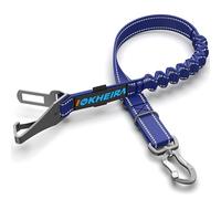 IOKHEIRA Ceinture Chien Voiture, Trois en Un Laisse Voiture, Reglable Nylon Durable Laisse, avec Coussin élastique Antichoc, pour Tous Les Chiens et Chats(Bleu)