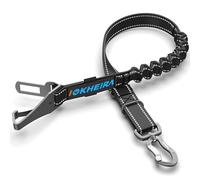 IOKHEIRA Ceinture Sécurité Chien, Trois en Un Ceinture Chien Voiture, Reglable Nylon Durable Harnais Voiture Chien, avec Coussin élastique Antichoc, pour Tous Les Chiens et Chats, Nylon Noir