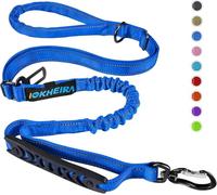 IOKHEIRA Laisse pour Chien, Laisse réglable (1,2 à 1,8 m) avec Ceinture de sécurité pour Chien, poignée rembourrée Confortable et Fils réfléchissants (Bleu)
