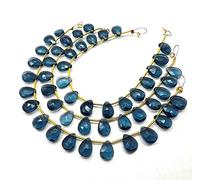 Iolite Quartz 7 x 10 mm - Perles facturées 6 pouces - 17 pièces - Couleur bleue - Perles en pierre rare - Plage German_Beads_23