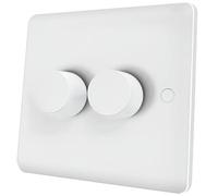 iolloi Variateur d'intensité à LED 2 voies, interrupteur rotatif à 2 voies, poussoir marche/arrêt, pour ampoules LED/à incandescence/halogène, acier brossé, 3-100 W (1-10 LED)