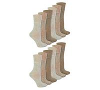IOMI 12 Paires Femme Chaussettes Sans Elastique Bambou Extra Large Chaussettes Diabétiques Non Comprimantes (37-42, Beige)