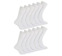 IOMI 12 Paires Homme Chaussettes Diabétiques Bambou Extra Larges Chaussettes Sans Elastique Non Comprimantes (39-45, Blanc)