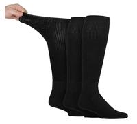 IOMI 3 Paires Chaussettes Hautes Diabétiques Longues Extra Large Chaussettes Sans Elastique (43-45, Noir)