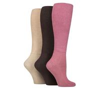 IOMI 3 Paires Chaussettes Hautes Diabétiques Longues Extra Large Chaussettes Sans Elastique (FR/ES, Numérique, 37, 42, Taille normale, Taille normale, Rose foncé)