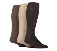 IOMI 3 Paires Chaussettes Hautes Diabétiques Longues Extra Large Chaussettes Sans Elastique (FR/ES, Numérique, 46, 50, Taille normale, Taille normale, Café)