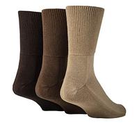 IOMI - 3 Paires Homme et Femme Bambou Diabetiques Chaussettes sans Elastiques (43-45, Marron)