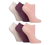 IOMI 6 Paires Chaussettes Courtes pour Diabétiques Chaussettes Basses Sans Couture Extra Large pour Pieds Gonflés (37-42, Crème Lavande/Râpe/Sorbet Rose)