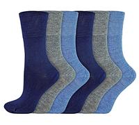 IOMI 6 Paires Femme Chaussettes Diabétiques Sans Elastique et Coutures Extra Larges Chaussettes Bambou Non Comprimantes (37-42, Bleu)