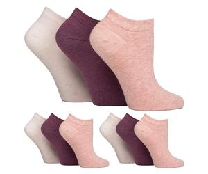 IOMI 9 Paires Femme Chaussettes Basses Diabétique | Chaussettes Courtes Sans Elastique et Couture pour Pieds Gonflés (37-42, Lav Crème/Râpe/Sorbet Rose)