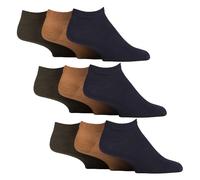 IOMI 9 Paires Homme Chaussettes Courtes pour Diabétiques Chaussettes Basses Sans Elastique | Chaussettes Sport Coussin Sans Couture (39-45, Ocre/Bleu Marine/Vert Kaki)