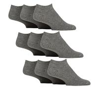 IOMI 9 Paires Homme Chaussettes Courtes pour Diabétiques Chaussettes Basses Sans Elastique | Chaussettes Sport Coussin Sans Couture (39-45, Gris)