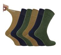 IOMI Footnurse - Lot de 6 paires de chaussettes en coton pour homme, non élastiques, pour diabétiques avec dessus en nid d'abeille, 6-11