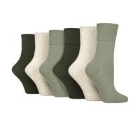 IOMI Footnurse Lot de 6 paires de chaussettes non élastiques pour diabétiques avec prise en main douce, Kaki/forêt/crème/gris, 4-8