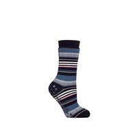 IOMI SOCKSHOP Heat Holders Chaussettes - Raynaud's 3.1 TOG Chaud Conpourtable Thermique Rayée Antidérapant Chaussettes pour Femme Taille 37-42 Suitable pour Diabétiques dans 1 Paire Rayures Marine