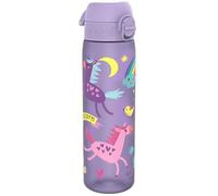Ion8 Gourde, 500ml, Anti-Fuite, Facile à Ouvrir, Verrouillage Sécurisé, Lavable en Lave-vaisselle, Sans BPA, Poignée de Transport, S'adapte aux Porte-gobelets, Facile à Nettoyer, Motif Violet Licorne