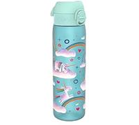 Ion8 Gourde, 500ml, Anti-Fuite, Facile à Ouvrir, Verrouillage Sécurisé, Lavable en Lave-vaisselle, Sans BPA, Poignée de Transport, S'adapte aux Porte-gobelets, Facile à Nettoyer, Motif Licornes