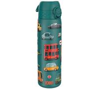Ion8 Gourde, 500ml, Anti-Fuite, Ouverture d'un Doigt, Lavable en Lave-vaisselle, Sans BPA, Couvercle Rabattable, Poignée de Transport, S'adapte aux Porte-gobelets, Facile à Nettoyer, Motif Voiture