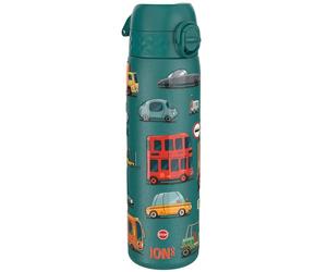 Ion8 Gourde, 500ml, Anti-Fuite, Ouverture d'un Doigt, Lavable en Lave-vaisselle, Sans BPA, Couvercle Rabattable, Poignée de Transport, S'adapte aux Porte-gobelets, Facile à Nettoyer, Motif Voiture