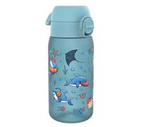 Ion8 Gourde Enfant, 350ml, Anti-Fuite, Facile à Ouvrir, Verrouillage Sécurisé, Lavable en Lave-Vaisselle, Sans BPA, Poignée de Transport, Facile à Nettoyer, Carbone Neutre, Requins