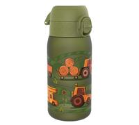 Ion8 Gourde Enfant, 350ml, Anti-Fuite, Facile à Ouvrir, Verrouillage Sécurisé, Lavable en Lave-Vaisselle, Sans BPA, Poignée de Transport, Facile à Nettoyer, Carbone Neutre, Motif Machines Agricoles