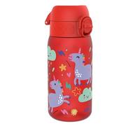Ion8 Gourde Enfant, 350ml, Anti-Fuite, Facile à Ouvrir, Verrouillage Sécurisé, Lavable en Lave-Vaisselle, Sans BPA, Poignée de Transport, Facile à Nettoyer, Carbone Neutre, Licornes Rouge