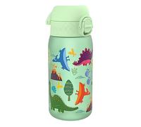 Ion8 Gourde Enfant, 350ml, Anti-Fuite, Facile à Ouvrir, Verrouillage Sécurisé, Lavable en Lave-Vaisselle, Sans BPA, Poignée de Transport, Facile à Nettoyer, Carbone Neutre, Motif Dinosaures
