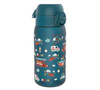 Ion8 Gourde Enfant, 350ml, Anti-Fuite, Facile à Ouvrir, Verrouillage Sécurisé, Lavable en Lave-Vaisselle, Sans BPA, Poignée de Transport, Facile à Nettoyer, Carbone Neutre, Motif Véhicules de Secours