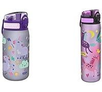 ion8 gourde enfant étanche, sans BPA, Licornes, 350ml + Gourde Étanche Svelte, 500ml, sans BPA, Licornes.