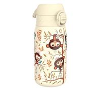 Ion8 Gourde Enfant Acier Inox 400ml, Anti-Fuite, Facile à Ouvrir, Verrouillage Sécurisé, Lavable au Lave-Vaisselle, Poignée de Transport, Facile à Nettoyer, Durable, Acier Inoxydable, Design Singes