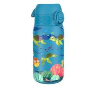 Ion8 Gourde Enfant, Inox Léger, 400ml, Non Isolé, Anti-Fuite, Facile à Ouvrir, Verrouillage Sécurisé, Lavable au Lave-Vaisselle, Poignée de Transport, Acier Inoxydable, Tortue De Mer