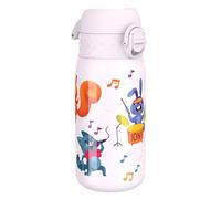 Ion8 Gourde Enfant Acier Inox 400ml, Anti-Fuite, Facile à Ouvrir, Verrouillage Sécurisé, Lavable au Lave-Vaisselle, Poignée de Transport, Facile à Nettoyer, Acier Inoxydable, Design Bande d'animaux
