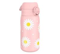 Ion8 Gourde Enfant Acier Inox 400ml, Anti-Fuite, Facile à Ouvrir, Verrouillage Sécurisé, Lavable au Lave-Vaisselle, Poignée de Transport, Facile à Nettoyer, Acier Inoxydable, Design Marguerites