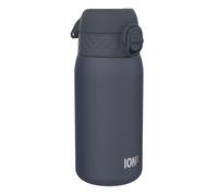 Ion8 Gourde Enfant, Inox Léger, 400ml, Non Isolé, Anti-Fuite, Facile à Ouvrir, Verrouillage Sécurisé, Lavable au Lave-Vaisselle, Poignée de Transport, Acier Inoxydable, Bleu Marine Cendré