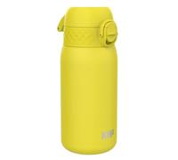 Ion8 Gourde Enfant, Inox Léger, 400ml, Non Isolé, Anti-Fuite, Facile à Ouvrir, Verrouillage Sécurisé, Lavable au Lave-Vaisselle, Poignée de Transport, Acier Inoxydable, Jaune