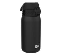 Ion8 Gourde Enfant, Inox Léger, 400ml, Non Isolé, Anti-Fuite, Facile à Ouvrir, Verrouillage Sécurisé, Lavable au Lave-Vaisselle, Poignée de Transport, Acier Inoxydable, Noir