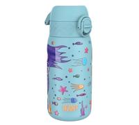 Ion8 Gourde Enfant, Inox Léger, 400ml, Non Isolé, Anti-Fuite, Facile à Ouvrir, Verrouillage Sécurisé, Lavable au Lave-Vaisselle, Poignée de Transport, Acier Inoxydable, Sirènes