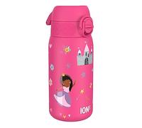Ion8 Gourde Enfant, Inox Léger, 400ml, Non Isolé, Anti-Fuite, Facile à Ouvrir, Verrouillage Sécurisé, Lavable au Lave-Vaisselle, Poignée de Transport, Acier Inoxydable, Princesse