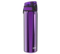 ION8 Gourde Inox Léger, 600ml, Non Isolé, Anti-Fuite, Facile à Ouvrir, Verrouillage Sécurisé, Lavable au Lave-Vaisselle, Poignée de Transport, Durable, Acier Inoxydable, Violet