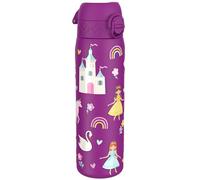 ION8 Gourde Inox Léger, 600ml, Non Isolé, Anti-Fuite, Facile à Ouvrir, Verrouillage Sécurisé, Lavable au Lave-Vaisselle, Poignée de Transport, Durable, Acier Inoxydable, Motif 3D Princesse