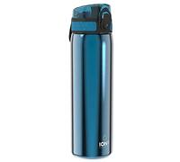 Ion8 Gourde Inox Léger, 600ml, Non Isolé, Anti-Fuite, Facile à Ouvrir, Verrouillage Sécurisé, Lavable au Lave-Vaisselle, Poignée de Transport, Durable, Acier Inoxydable, Bleu