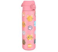 Ion8 Gourde Inox, 600ml, Anti-Fuite, Facile à Ouvrir, Verrouillage Sécurisé, Lavable au Lave-Vaisselle, Poignée de Transport, Durable, Acier Inoxydable, Motif 3D Chats